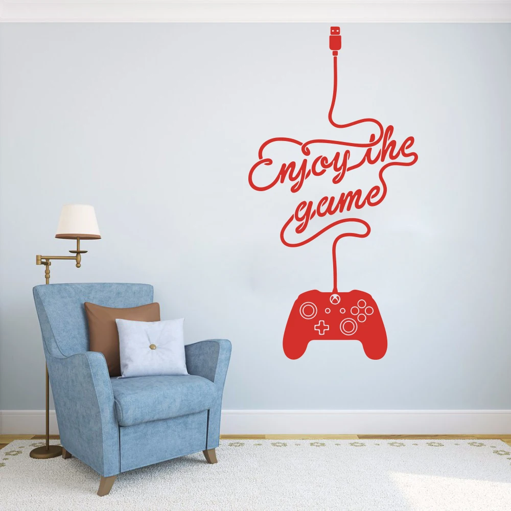 Enjoy The Game Controller Wall Sticker Game Room Playroom Gamer Players Gaming Time Xbox 360 ps Game Controller Wall Decal Vinyl (2)