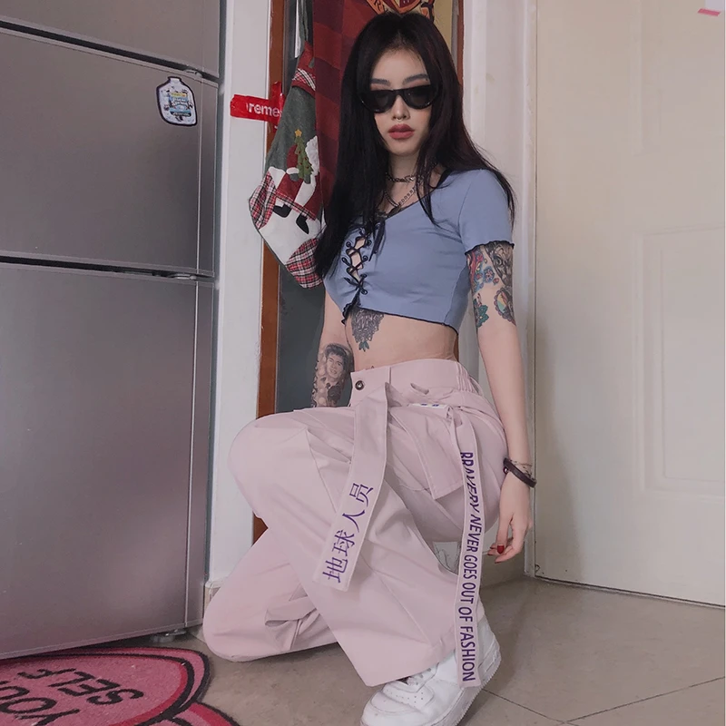 Buckle Canvas Ribbon Letter Punk Pocket Elastic High Waist Cargo Jogger Loose Straight Women Pant Streetwear Harajuku Korean Fit
Buckle Canvas Ribbon Letter Punk Pocket Elastic High Waist Cargo Jogger Loose Straight Women Pant Streetwear Harajuku Korean Fit