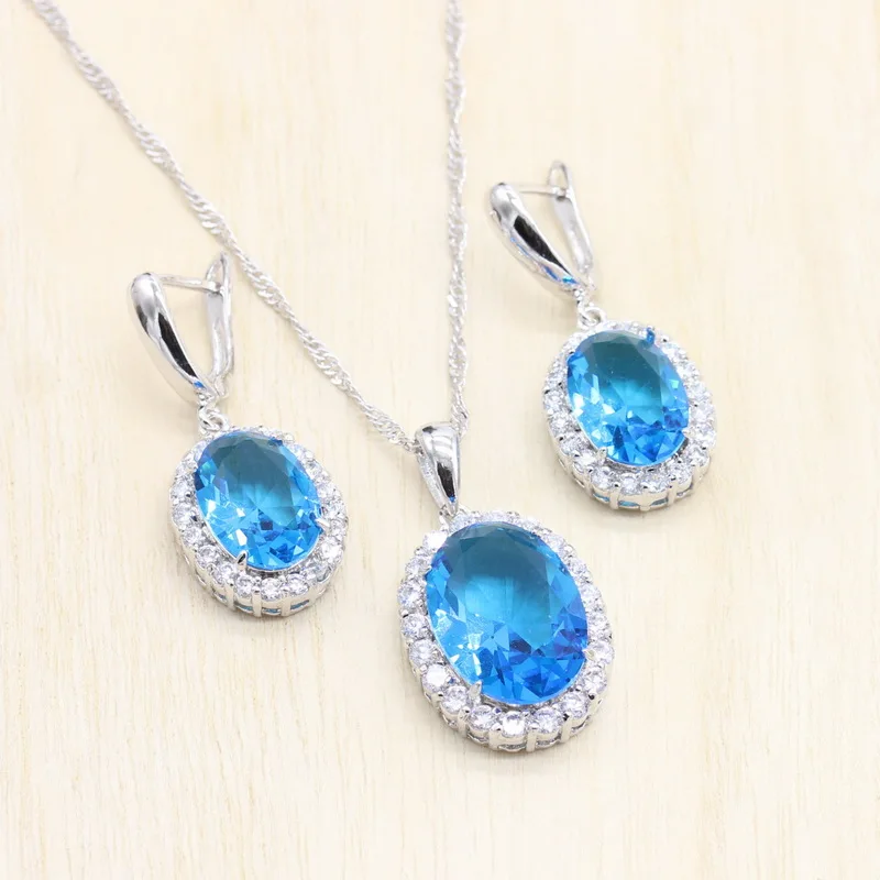 925 Sterling Silver Bridal Jewelry Light Blue Cubic Zircon Jewelry Sets For Women Earrings/Pendant/Necklace J
925 Sterling Silver Bridal Jewelry Light Blue Cubic Zircon Jewelry Sets For Women Earrings/Pendant/Necklace J
