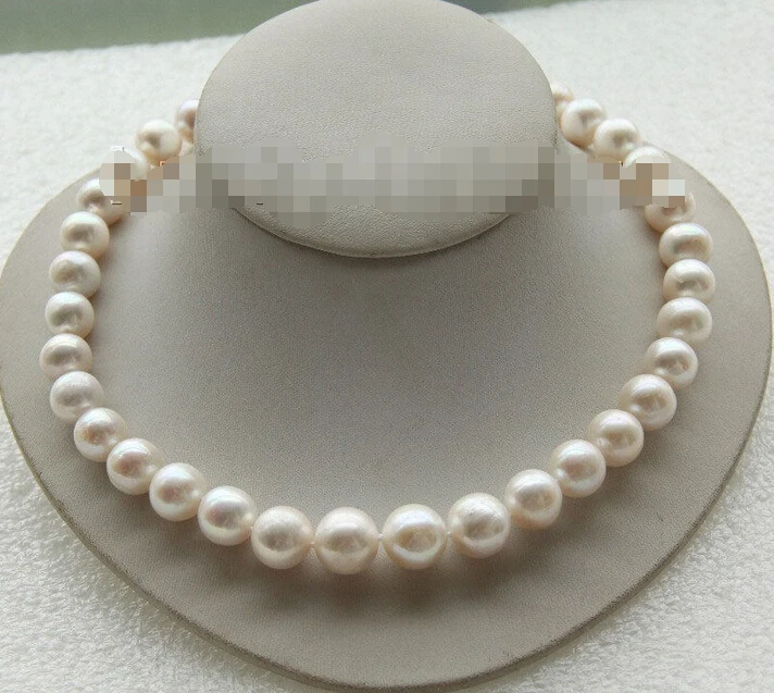 

FREE SHIPPING>@@> 18" 14mm natural round white freshwater pearls necklace filled gold clasp j9417 ^^^@^Noble style Natural Fine