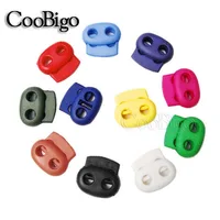 12pcs Mixed Colorful 5mm Hole Plastic Stopper Cord Lock Bean Toggle Clip Apparel Shoelace Sportswear Accessories image