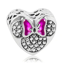 Amour coeur Mickey Minnie perles Fit Original bricolage Bracelet Pandora pour les femmes faisant Jwelry Bracelet à breloques et collier cadeau(China)