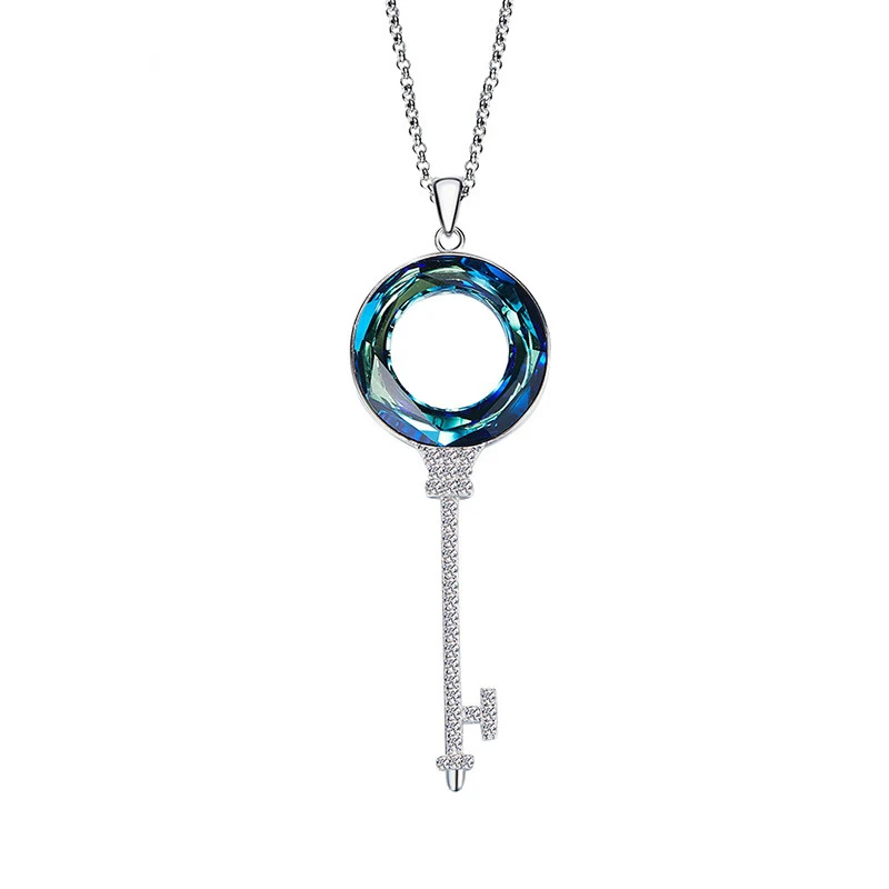 925 Sterling Silver Embellished with crystals from Swarovski key-shaped trendy necklace for Women
925 Sterling Silver Embellished with crystals from Swarovski key-shaped trendy necklace for Women