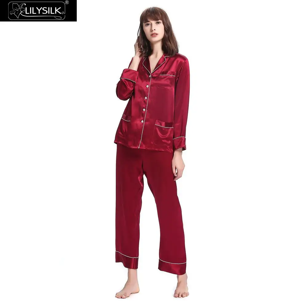 LilySilk Pajamas Set Pijama Women Sleepwear Pure 100 Silk Couple Pyjama 22 momme Trimmed Buttons Turn Down Collar Free Shipping 
LilySilk Pajamas Set Pijama Women Sleepwear Pure 100 Silk Couple Pyjama 22 momme Trimmed Buttons Turn Down Collar Free Shipping