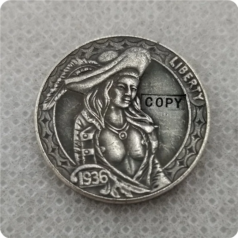 Hobo Coin_Type # 53_1936 D никелевая койка с гравировкой в виде американского бисона из