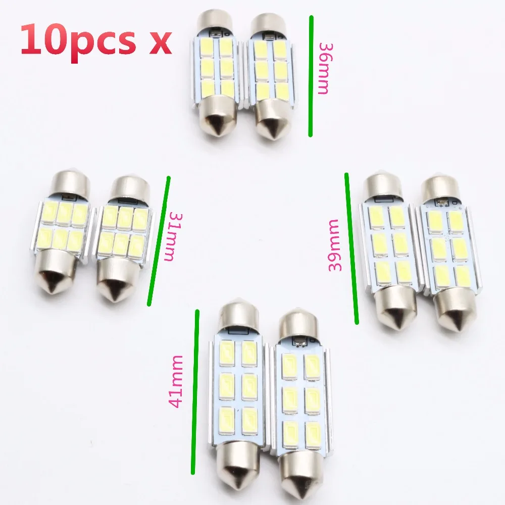 10pcs High Quality 31mm 36mm 39mm 41mm C5W C10W 6SMD 5630 LED CANBUS NO Error Car Festoon Light Auto Interior Lamp Reading Bulbs
10pcs High Quality 31mm 36mm 39mm 41mm C5W C10W 6SMD 5630 LED CANBUS NO Error Car Festoon Light Auto Interior Lamp Reading Bulbs