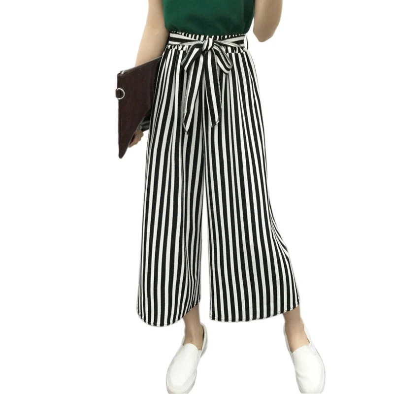 2018 Summer Newest Style Leisure Pants Loose High Waist Thin Wide Leg Pants Stripe Bow Tie Bell Bottom Pant Women Plus Size
2018 Summer Newest Style Leisure Pants Loose High Waist Thin Wide Leg Pants Stripe Bow Tie Bell Bottom Pant Women Plus Size