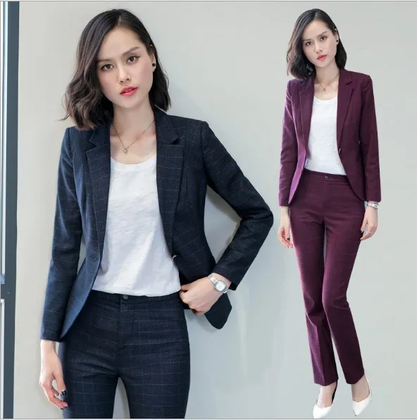 Office Style Two Piece Pant Suit Women Blazer Suit Set Womens Interview Trouser Suit 2 Piece Outfit Plaid Black Navy Blue Red
Office Style Two Piece Pant Suit Women Blazer Suit Set Womens Interview Trouser Suit 2 Piece Outfit Plaid Black Navy Blue Red