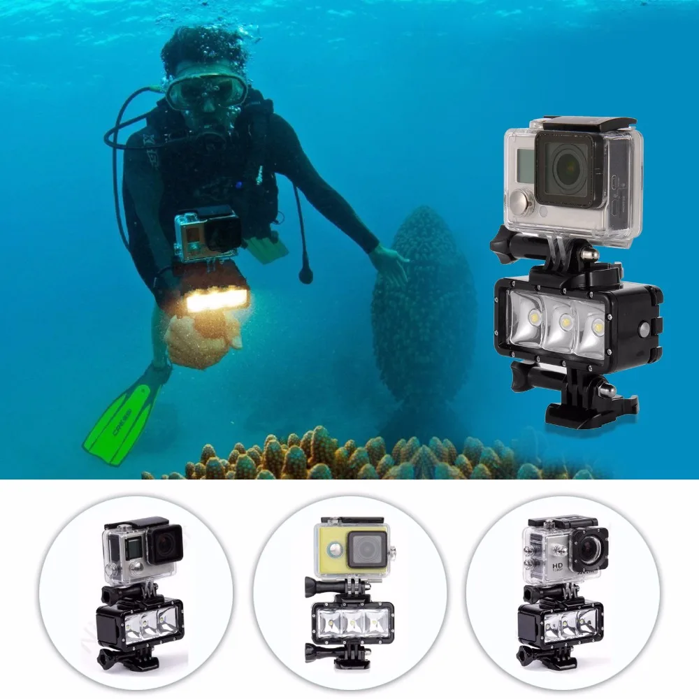 

Waterproof LED Diving Light for Gopro Hero 6 5 3 4 h9 SJCAM SJ4000 Snorkel Light Underwater For Action Camera Yi 4K 4K Eken