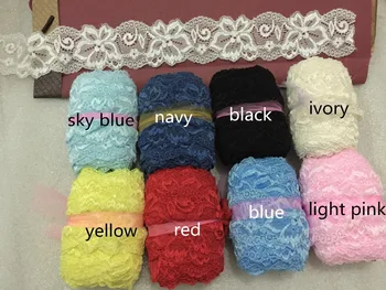 Hot selling! 50mm 5cm wide 50meters white, black, ivory, light pink, blue, yellow red elastic stretchy lace , cotton thick lace,
Hot selling! 50mm 5cm wide 50meters white, black, ivory, light pink, blue, yellow red elastic stretchy lace , cotton thick lace,