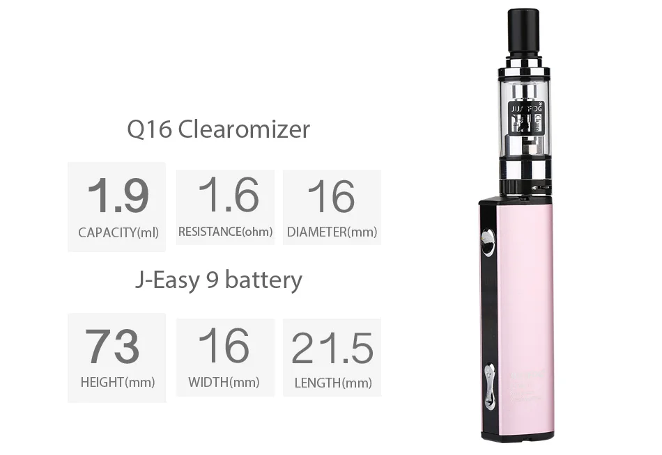 Original Justfog Q16 Starter Kit w/ 1.9ml Justfog Q16 Tank & 900mAh Battery 8 Level Variable Voltage Justfog Vape Kit Vs MINIFIT