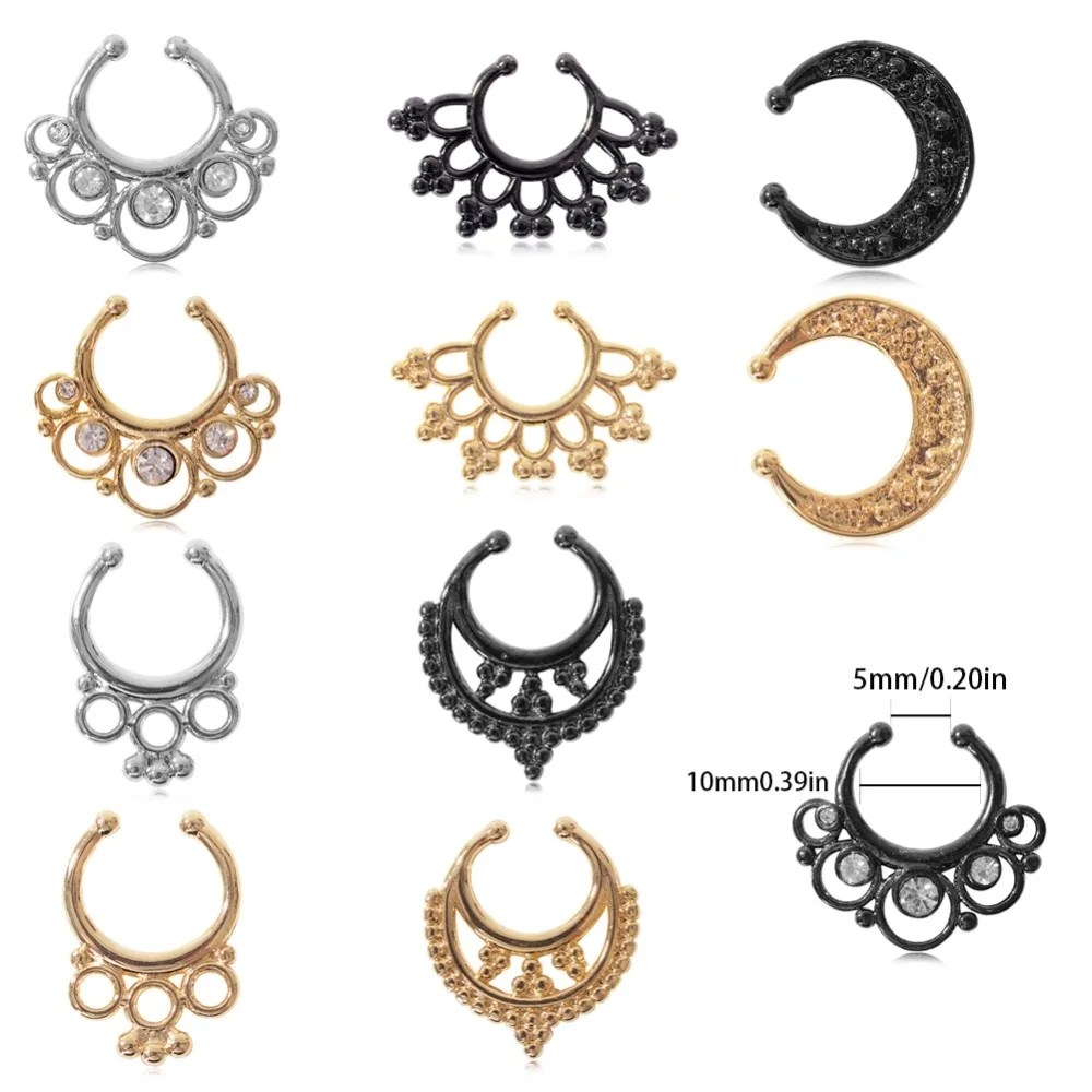 1 Pc Punk Stainless Steel Zircon Nose Rings Hoop Septum Clicker Fake nose Piercing Body Jewelry Gold Silver black Color
1 Pc Punk Stainless Steel Zircon Nose Rings Hoop Septum Clicker Fake nose Piercing Body Jewelry Gold Silver black Color