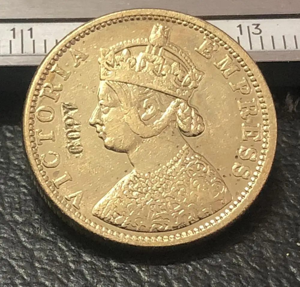 1878 India - British 10 Rupees - Victoria Empress .9999 pure Gold Plated Copy Coin
1878 India - British 10 Rupees - Victoria Empress .9999 pure Gold Plated Copy Coin