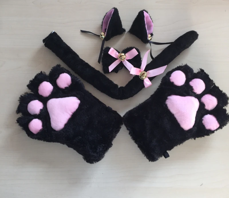 Новый аниме косплей костюм Ahri кошачьи ушки плюшевая лапа перчатки хвост