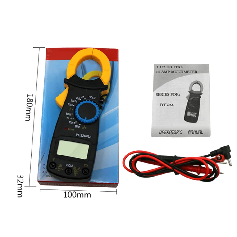Portable AC DC Digital Clamp Tester VC3266L LCD Display Digital Multimeter Digital Clamp Meter Probe Without Battery 1 set
Portable AC DC Digital Clamp Tester VC3266L LCD Display Digital Multimeter Digital Clamp Meter Probe Without Battery 1 set
