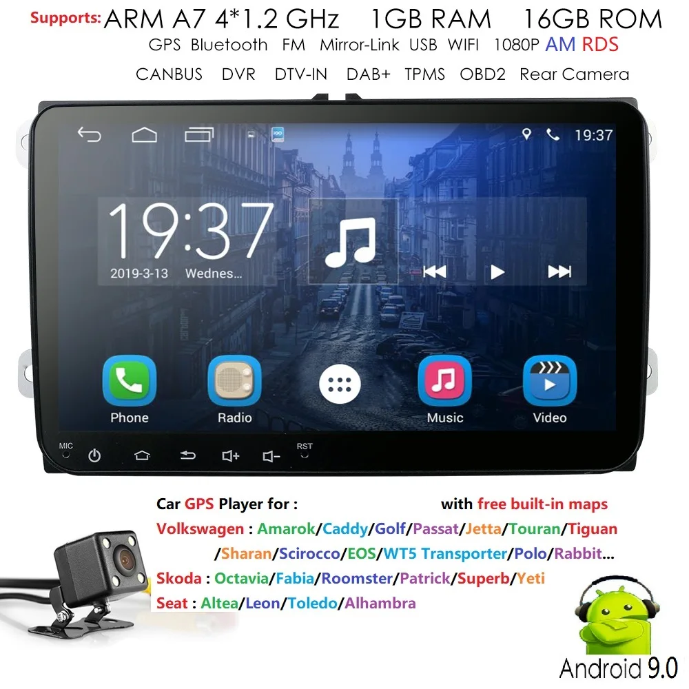 9 ''четырехъядерный 2 Din Android 0 автомобильное радио стерео gps для V W Polo J etta Tiguan
