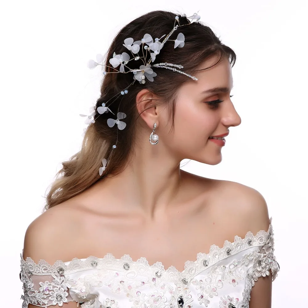 Фото Милые свадебные винтажные хрустальные резинки для волос с жемчугом аксессуары