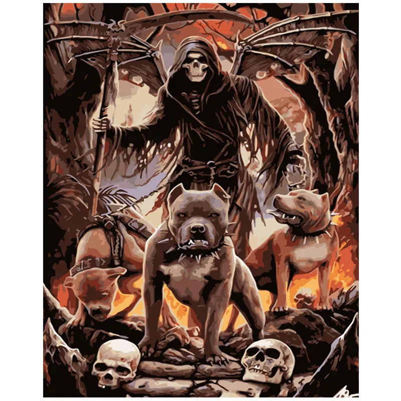 Painting By Numbers DIY Dropshipping 40x50 50x65cm Dark skull and hound dog Animal Canvas Wedding Decoration Art picture Gift
Painting By Numbers DIY Dropshipping 40x50 50x65cm Dark skull and hound dog Animal Canvas Wedding Decoration Art picture Gift