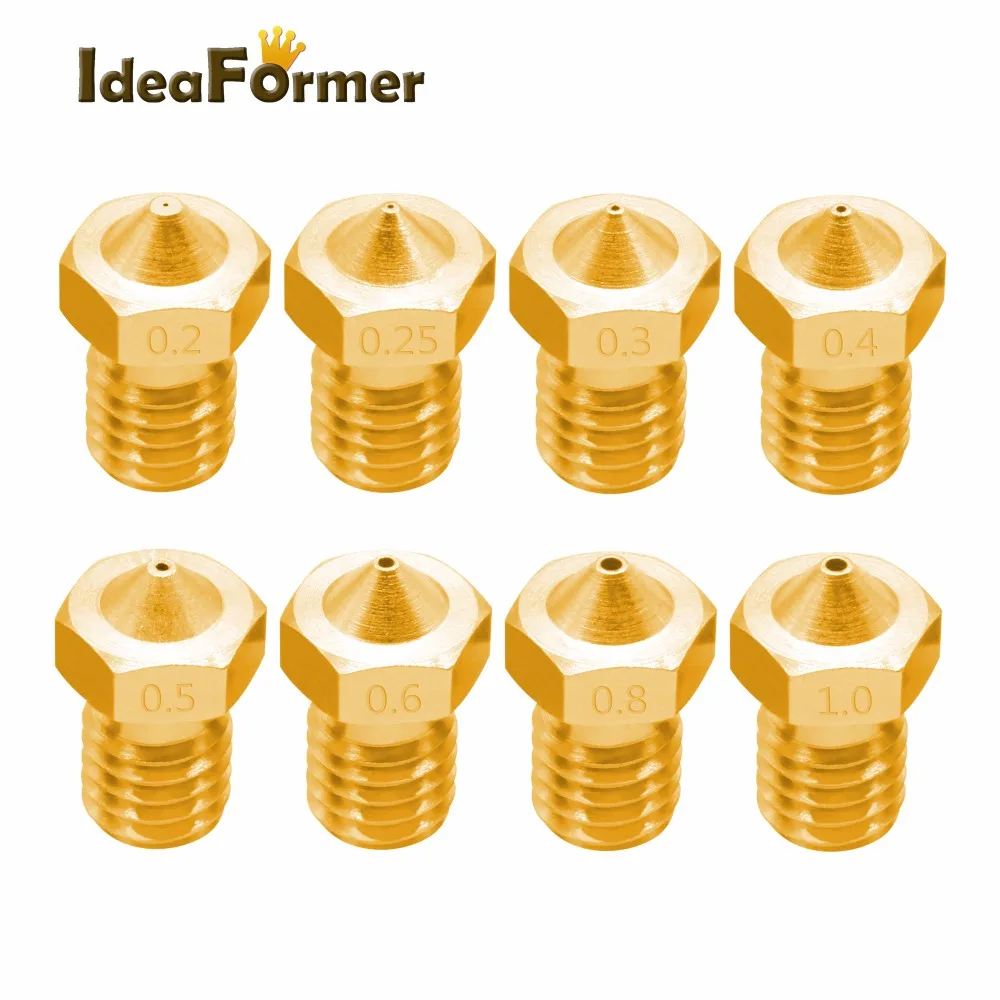 5Pcs3D Printer parts Threaded Nozzle Full Metal M6 0.2 0.25 0.3 0.4 0.5 0.6 0.8 1.0 1.75mm and 3.0mm Filamnet for V5 V6 Extruder
5Pcs3D Printer parts Threaded Nozzle Full Metal M6 0.2 0.25 0.3 0.4 0.5 0.6 0.8 1.0 1.75mm and 3.0mm Filamnet for V5 V6 Extruder