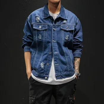 Vintage Frayed Men's Denim Jackets Blue Black Classical Jeans Outfit Man Ripped Hole Hip Hop Casual Streetwear Windbreaker
Vintage Frayed Men's Denim Jackets Blue Black Classical Jeans Outfit Man Ripped Hole Hip Hop Casual Streetwear Windbreaker