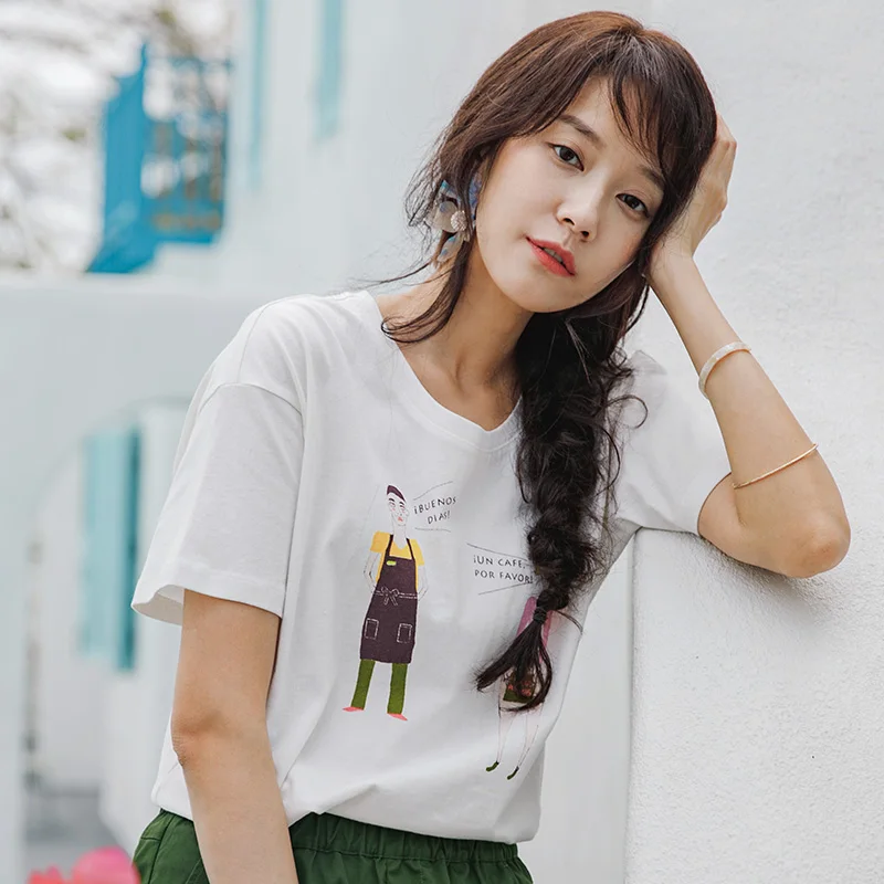 INMAN 2019 Summer Interesting Pattern Pack Round Collar Cotton Short Sleeve T-shirt Women's
INMAN 2019 Summer Interesting Pattern Pack Round Collar Cotton Short Sleeve T-shirt Women's