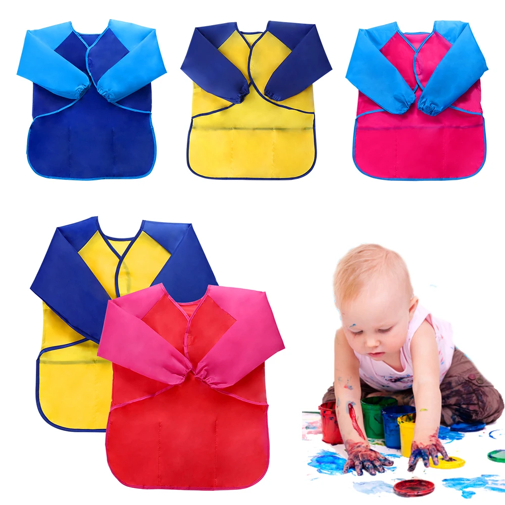 Waterproof Children Long Sleeve Apron Toddler Colorful Feeding Bibs Burp Cloths Children Kids Painting Apron School Supplies
Waterproof Children Long Sleeve Apron Toddler Colorful Feeding Bibs Burp Cloths Children Kids Painting Apron School Supplies