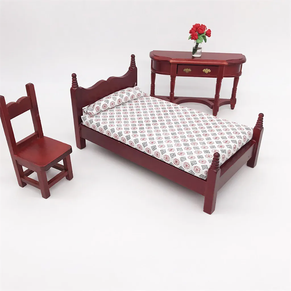 Dollhouse pocket furniture decoration mahogany color cot Mini Dollhouse Furniture Bed Set Miniature Living Room Kids Pretend
Dollhouse pocket furniture decoration mahogany color cot Mini Dollhouse Furniture Bed Set Miniature Living Room Kids Pretend
