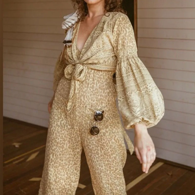 Yellow Leopard Printing Women Blouse Long Sleeve Deep V Neck Waist Strap Vacation Beach Female Blouses
Yellow Leopard Printing Women Blouse Long Sleeve Deep V Neck Waist Strap Vacation Beach Female Blouses