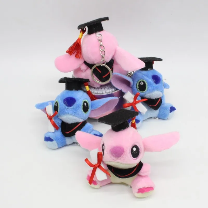 New PhD Stitch Plush Keychain Toys Cute Movie Cartoon BluePink Sitting Stitch Pendants Dolls 7cm 20pcslot (3)