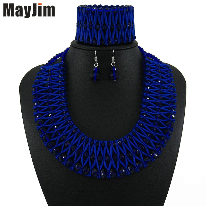 Массивное синее ожерелье MayJim 2019 Модные Ювелирные наборы из кристаллов ручной