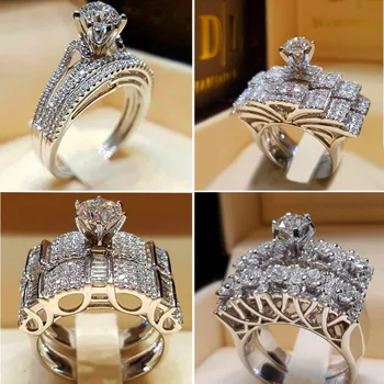 Female Crystal White Round Ring Set Brand Luxury Promise Silver Color Engagement Ring Vintage Bridal Wedding Rings For Women
Female Crystal White Round Ring Set Brand Luxury Promise Silver Color Engagement Ring Vintage Bridal Wedding Rings For Women