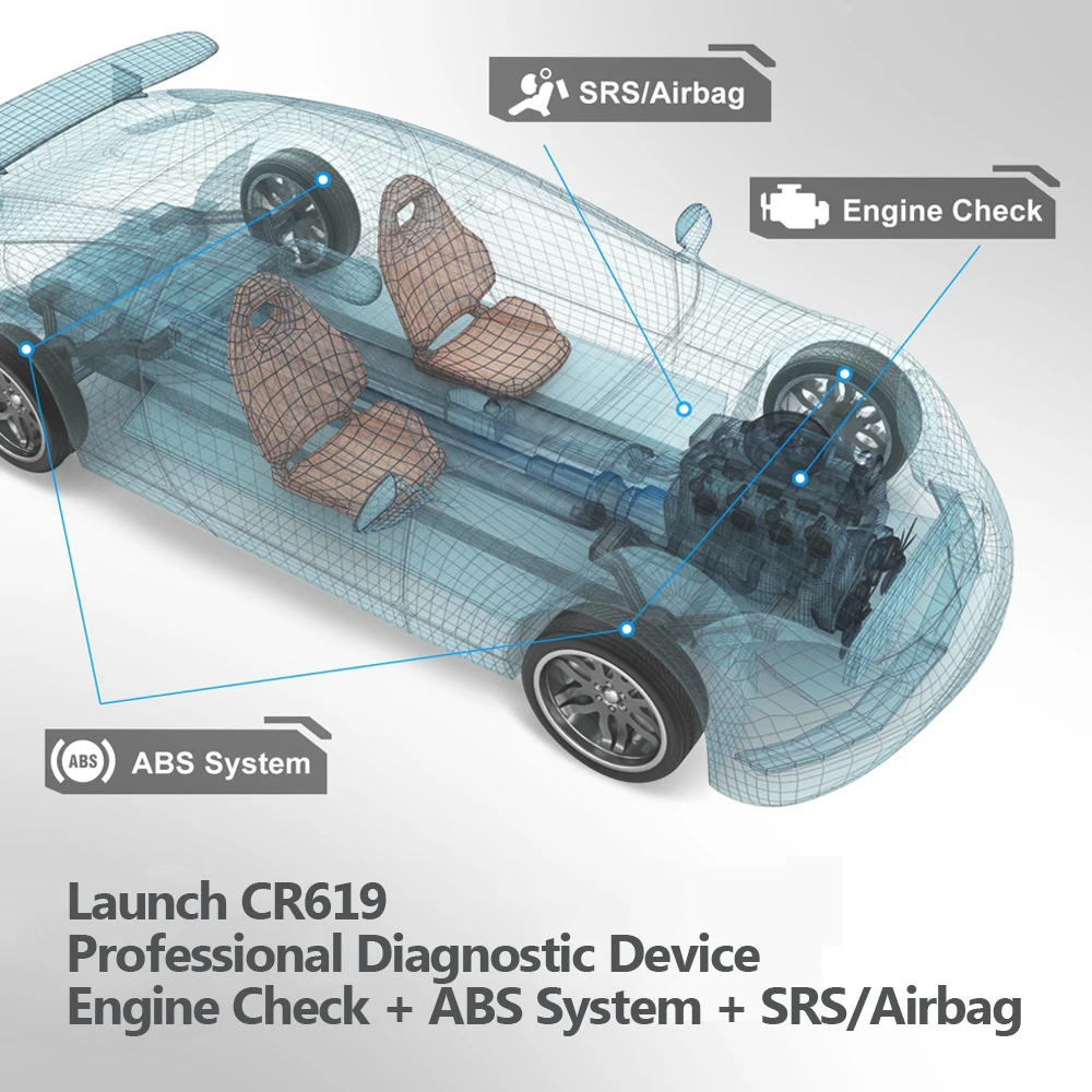 Launch Creader CR619 OBD2 сканер ABS Airbag SRS кодов двигателя obd 2 диагностический инструмент для