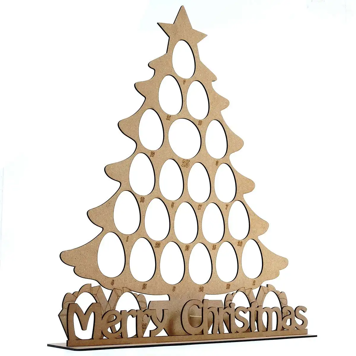 Christmas Tree Wooden Advent Calendar Chocolate Holder Countdown 