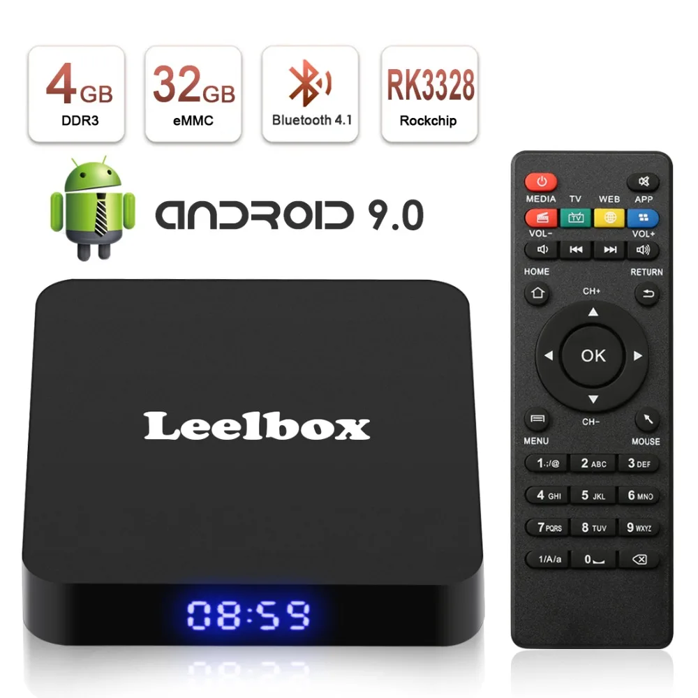 Leelbox Q4 Android 9.0 OS Smart TV BOX 4GB 32GB Rockchip RK3328 Quad Core Set top box H.265 4K WiFi Bluetooth 4.1 Media player
Leelbox Q4 Android 9.0 OS Smart TV BOX 4GB 32GB Rockchip RK3328 Quad Core Set top box H.265 4K WiFi Bluetooth 4.1 Media player