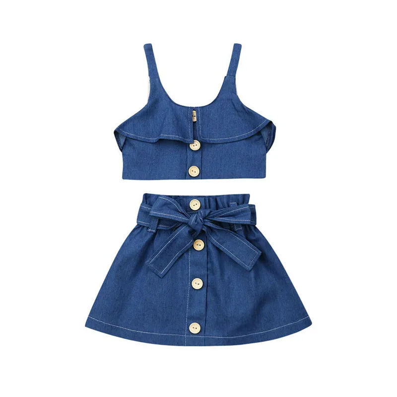 Toddler Kids Girls clothes Strap pullover sleeveless Tops Button solid Shorts or Bandage bow Skirts 2pc baby cotton Outfits
Toddler Kids Girls clothes Strap pullover sleeveless Tops Button solid Shorts or Bandage bow Skirts 2pc baby cotton Outfits