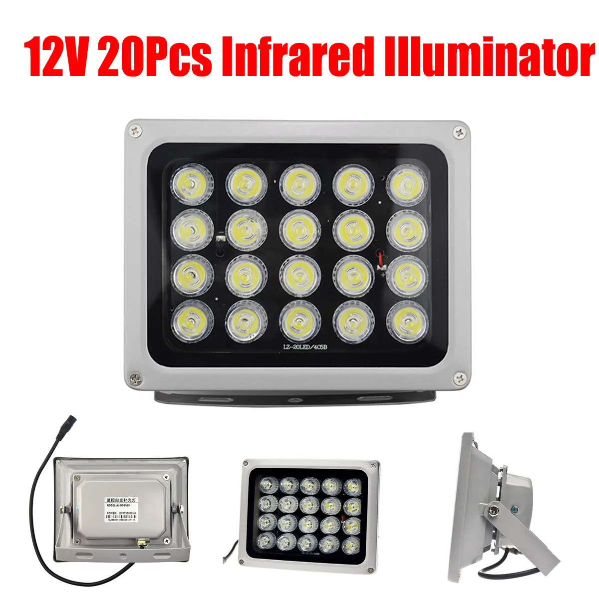 12V 90 Degree 20 LEDs IR Infrared Light Lamp IP65 850nm Waterproof Night Vision Infrared Illuminatoring for Home CCTV Security
12V 90 Degree 20 LEDs IR Infrared Light Lamp IP65 850nm Waterproof Night Vision Infrared Illuminatoring for Home CCTV Security