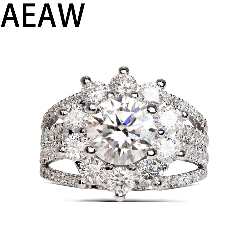 Solid 14K White gold 2.5Ctw Center 6mm Moissanite Engagement Flower halo Ring For Women
Solid 14K White gold 2.5Ctw Center 6mm Moissanite Engagement Flower halo Ring For Women