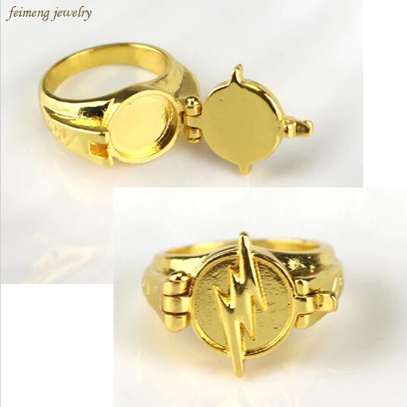 Newest Jewelry Superhero The Flash Ring Can Open Cover Lightning Logo Gold Rings For Men And Women
Newest Jewelry Superhero The Flash Ring Can Open Cover Lightning Logo Gold Rings For Men And Women