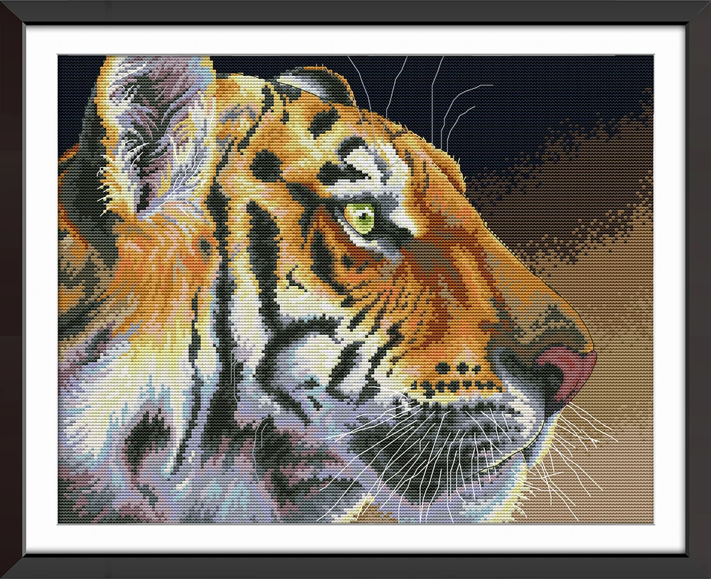 Tiger 3 cross stitch kit aida 14ct 11ct count print canvas stitches needlework embroidery DIY handmade | Дом и сад