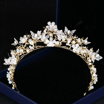 Newest Baroque Crown Hairband Butterfly Flower Tiaras Bride Hair Accessories Crown Flowers Pearl Headdress Headbands
Newest Baroque Crown Hairband Butterfly Flower Tiaras Bride Hair Accessories Crown Flowers Pearl Headdress Headbands