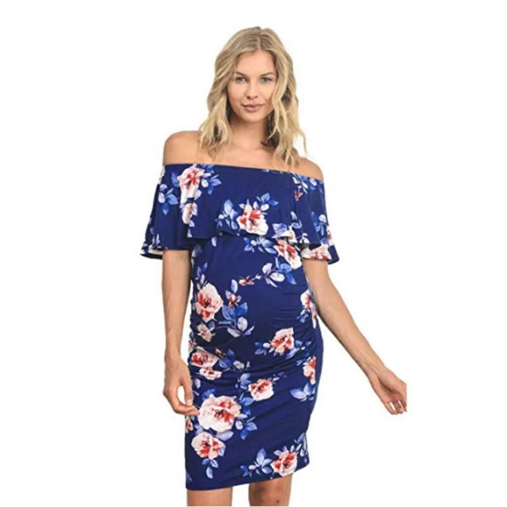 Women's Pregnant Print Dress Clothes Maternity Floral Wrap Long Sundress One-Neck Collar Slim Printed Dress Midi Pregnant Dress
Women's Pregnant Print Dress Clothes Maternity Floral Wrap Long Sundress One-Neck Collar Slim Printed Dress Midi Pregnant Dress