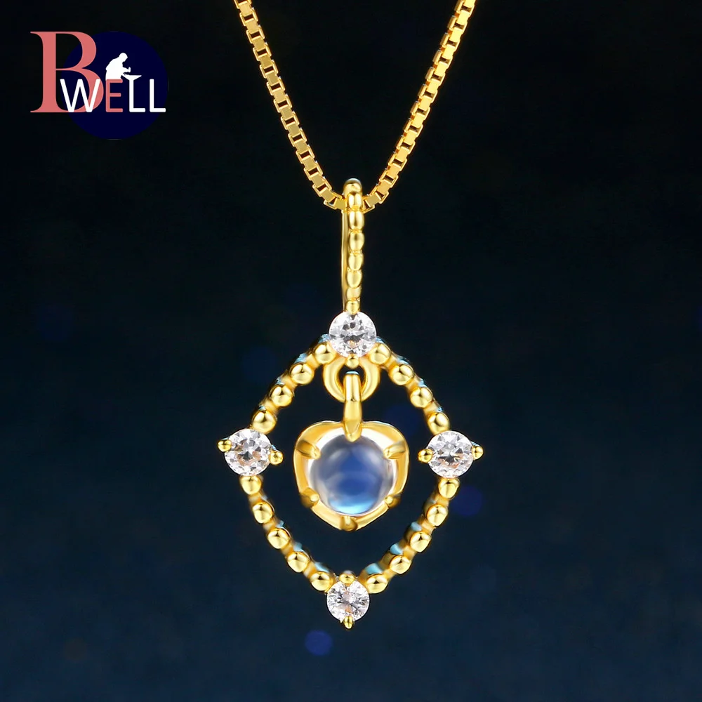 Bwell BWNI036 Natural Light Blue Moonstone Necklaces & Pendants Sterling Silver 925 Jewelry 14K Yellow Gold Plated For Women
Bwell BWNI036 Natural Light Blue Moonstone Necklaces & Pendants Sterling Silver 925 Jewelry 14K Yellow Gold Plated For Women