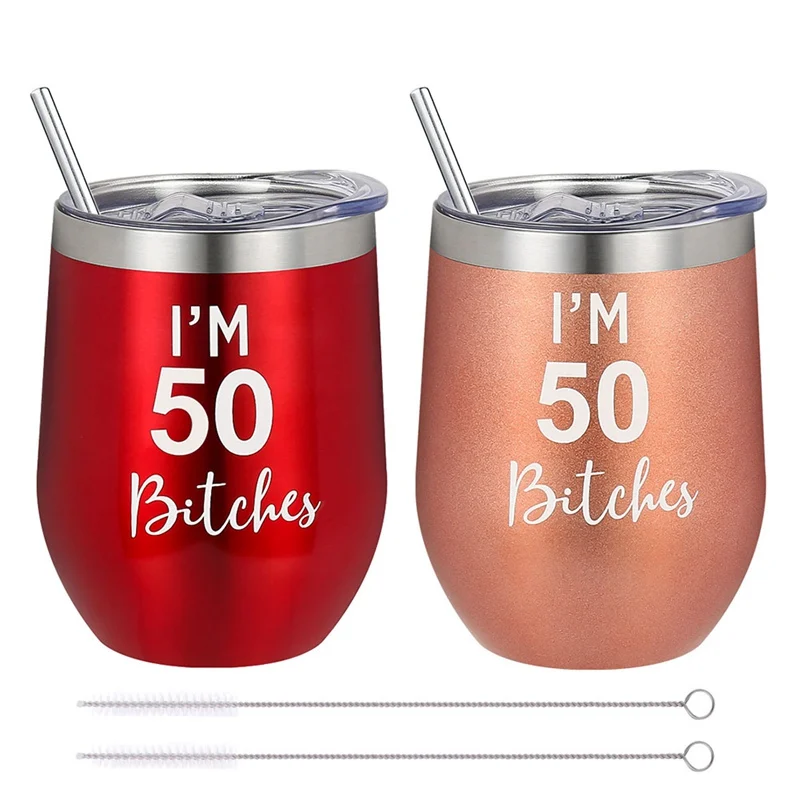 Double-insulated Stemless Glass Stainless Steel "I'm 50 " Tumbler Cup with Lid for Coffee Cocktails Stemless Wine Glass Tumbler
Double-insulated Stemless Glass Stainless Steel "I'm 50 " Tumbler Cup with Lid for Coffee Cocktails Stemless Wine Glass Tumbler