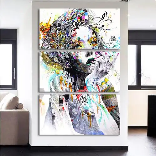 CH 3 Piece Colorful Decor Wall Art Canvas Framework Pictures Painting Woman Flower Hair For Living Room
CH 3 Piece Colorful Decor Wall Art Canvas Framework Pictures Painting Woman Flower Hair For Living Room