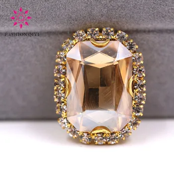 Free shipping Gold base Rectangular octagonal shape Champagne sew on rhinestones glass Crystal button DIY clothing accessories
Free shipping Gold base Rectangular octagonal shape Champagne sew on rhinestones glass Crystal button DIY clothing accessories