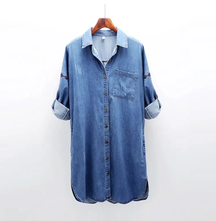 2019 spring new embroidered long-sleeved loose denim shirt female casual turn down collar shirt 1902
2019 spring new embroidered long-sleeved loose denim shirt female casual turn down collar shirt 1902