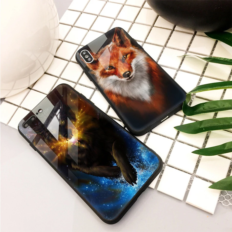 TOMKAS Animal Glass Case For iPhone X 8 7 10 6 Cover Phone Cases For iPhone X 7 8 6 6s Plus Case Luxury Cute TPU PC Covers Coque (22)