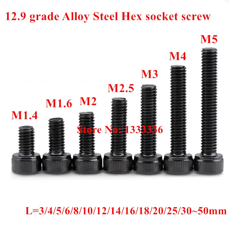 50pcs DIN912 M1.4 M1.6 M2 M2.5 M3 M4 Black grade 12.9 Alloy Steel Hexagon Socket Hex Head Cap Screws Car Bike Screw Screws Bolts
50pcs DIN912 M1.4 M1.6 M2 M2.5 M3 M4 Black grade 12.9 Alloy Steel Hexagon Socket Hex Head Cap Screws Car Bike Screw Screws Bolts