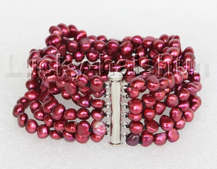 8" 7mm 6row Baroque wine red pearls bracelet magnet clasp @^Noble style Natural Fine jewe FREE SHIPPING
8" 7mm 6row Baroque wine red pearls bracelet magnet clasp @^Noble style Natural Fine jewe FREE SHIPPING