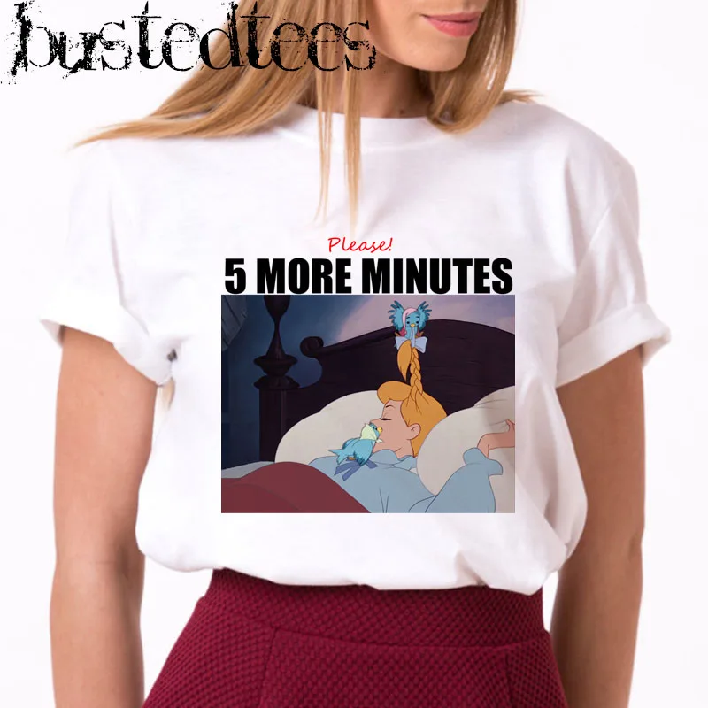 Cinderella Please 5 More Minutes Print Cotton Ventilation Harajuku ShirtsWomen 2019 New Arrival Short Sleeve T-shirt Plus Size
Cinderella Please 5 More Minutes Print Cotton Ventilation Harajuku ShirtsWomen 2019 New Arrival Short Sleeve T-shirt Plus Size